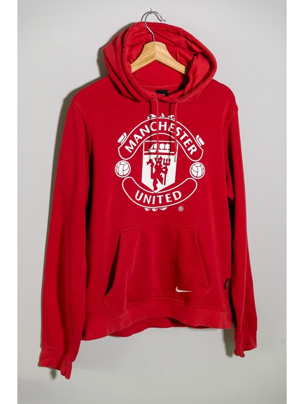 Nike Manchester United Hoodie Red Pullover Sweatshirt Vintage Y2K Men's M